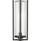 Z-Lite Aura 8" W x 25" H 1-Light Black Aluminum Outdoor Post Mount Fixture With Clear Ribbed Glass Shade