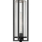 Z-Lite Aura 8" W x 25" H 1-Light Black Aluminum Outdoor Post Mount Fixture With Clear Ribbed Glass Shade