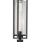 Z-Lite Aura 8" W x 26" H 1-Light Black Aluminum Outdoor Post Mount Fixture With Clear Ribbed Glass Shade