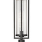 Z-Lite Aura 8" W x 26" H 1-Light Black Aluminum Outdoor Post Mount Fixture With Clear Ribbed Glass Shade