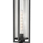 Z-Lite Aura 8" W x 26" H 1-Light Black Aluminum Outdoor Post Mount Fixture With Clear Ribbed Glass Shade