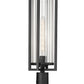Z-Lite Aura 8" W x 28" H 1-Light Black Aluminum Outdoor Pier Mounted Fixture With Clear Ribbed Glass Shade