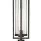 Z-Lite Aura 8" W x 28" H 1-Light Black Aluminum Outdoor Pier Mounted Fixture With Clear Ribbed Glass Shade