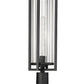 Z-Lite Aura 8" W x 28" H 1-Light Black Aluminum Outdoor Pier Mounted Fixture With Clear Ribbed Glass Shade
