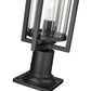 Z-Lite Aura 8" W x 28" H 1-Light Black Aluminum Outdoor Pier Mounted Fixture With Clear Ribbed Glass Shade