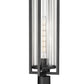 Z-Lite Aura 8" W x 28" H 1-Light Black Aluminum Outdoor Pier Mounted Fixture With Clear Ribbed Glass Shade
