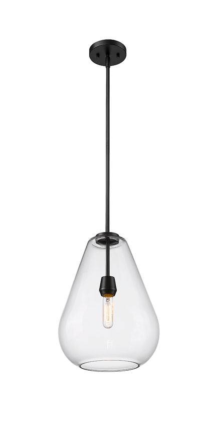 Z-Lite Ayra 1-Light Medium Bulb Base Matte Black Steel Clear Glass Shade Pendant Light