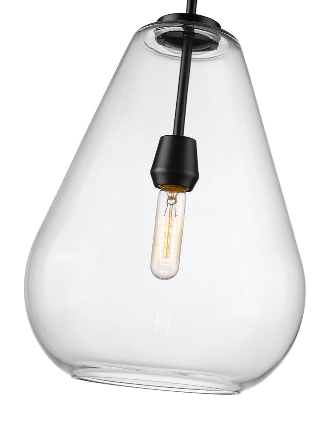Z-Lite Ayra 1-Light Medium Bulb Base Matte Black Steel Clear Glass Shade Pendant Light