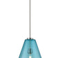 Z-Lite Ayra 12" 1-Light Brushed Nickel Pendant Light With Blue Glass Shade