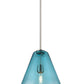 Z-Lite Ayra 12" 1-Light Brushed Nickel Pendant Light With Blue Glass Shade