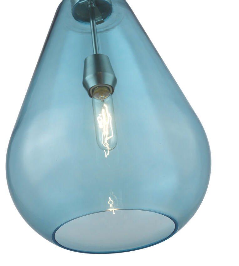 Z-Lite Ayra 12" 1-Light Brushed Nickel Pendant Light With Blue Glass Shade