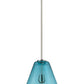 Z-Lite Ayra 12" 1-Light Brushed Nickel Pendant Light With Blue Glass Shade