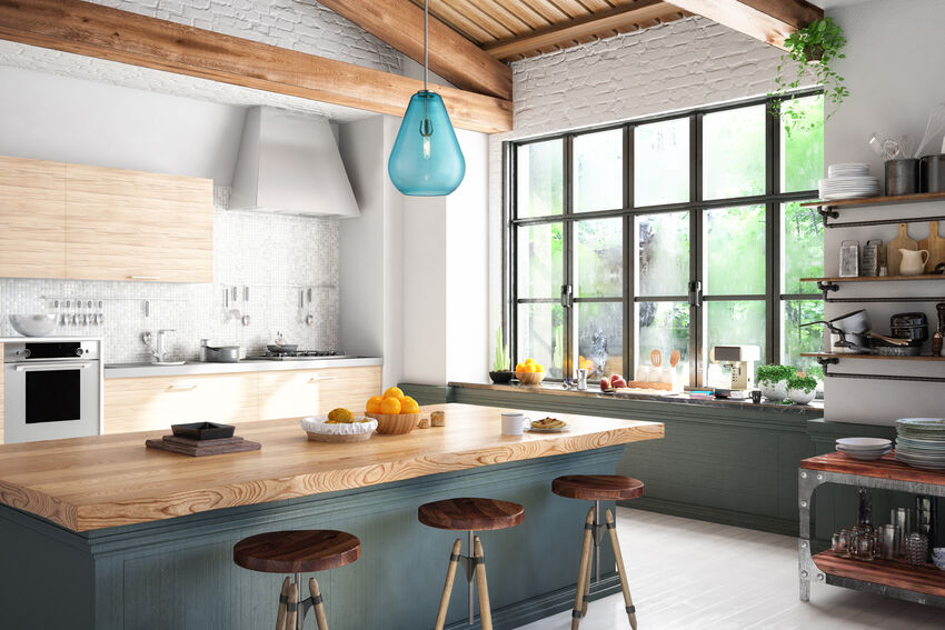 Z-Lite Ayra 12" 1-Light Brushed Nickel Pendant Light With Blue Glass Shade