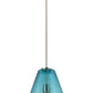 Z-Lite Ayra 12" 1-Light Brushed Nickel Pendant Light With Blue Glass Shade