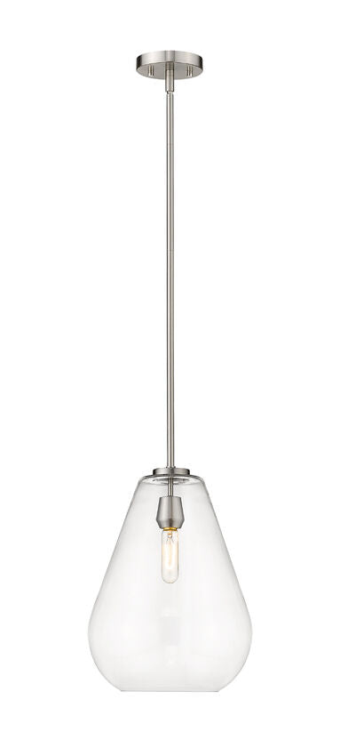 Z-Lite Ayra 12" 1-Light Brushed Nickel Pendant Light With Clear Glass Shade