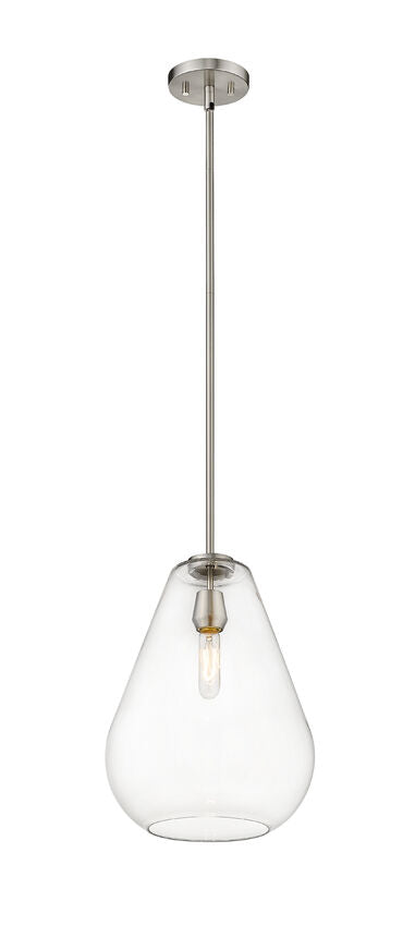 Z-Lite Ayra 12" 1-Light Brushed Nickel Pendant Light With Clear Glass Shade