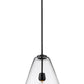Z-Lite Ayra 12" 1-Light Matte Black Steel Clear Glass Shade Pendant Light
