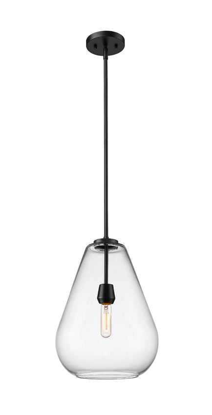 Z-Lite Ayra 12" 1-Light Matte Black Steel Clear Glass Shade Pendant Light