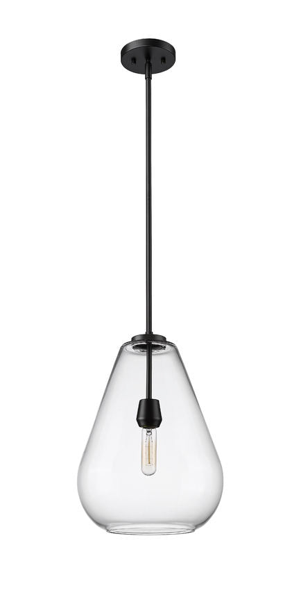 Z-Lite Ayra 12" 1-Light Matte Black Steel Clear Glass Shade Pendant Light