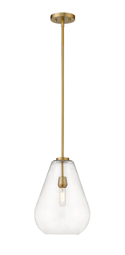 Z-Lite Ayra 12" 1-Light Olde Brass Pendant Light With Clear Glass Shade