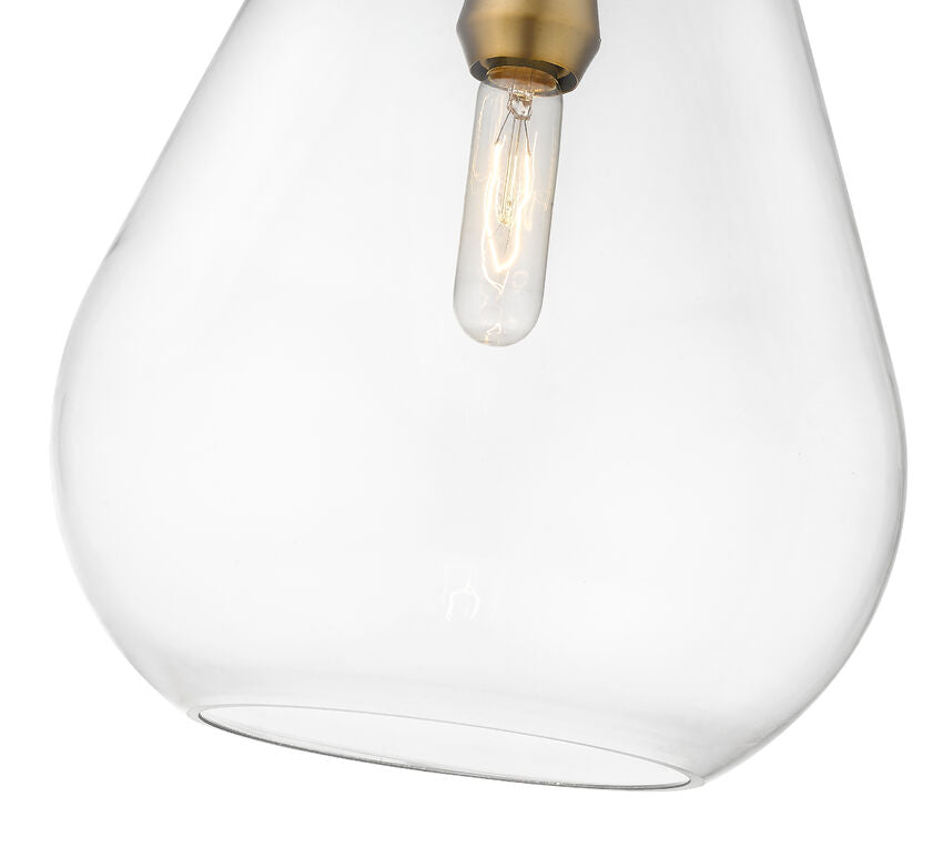 Z-Lite Ayra 12" 1-Light Olde Brass Pendant Light With Clear Glass Shade