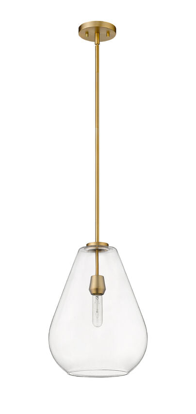 Z-Lite Ayra 12" 1-Light Olde Brass Pendant Light With Clear Glass Shade
