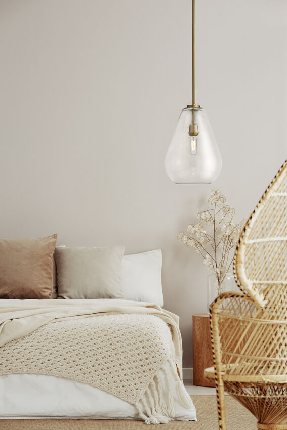 Z-Lite Ayra 12" 1-Light Olde Brass Pendant Light With Clear Glass Shade