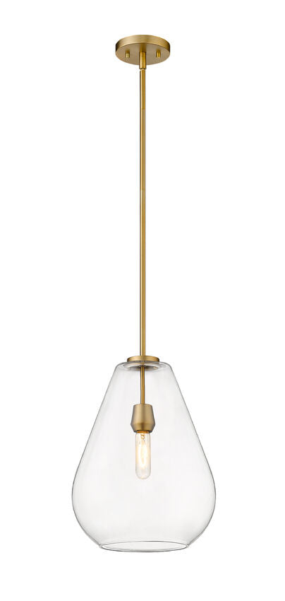 Z-Lite Ayra 12" 1-Light Olde Brass Pendant Light With Clear Glass Shade