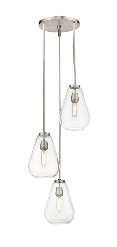 Z-Lite Ayra 18" 3-Light Brushed Nickel Pendant Light With Clear Glass Shade