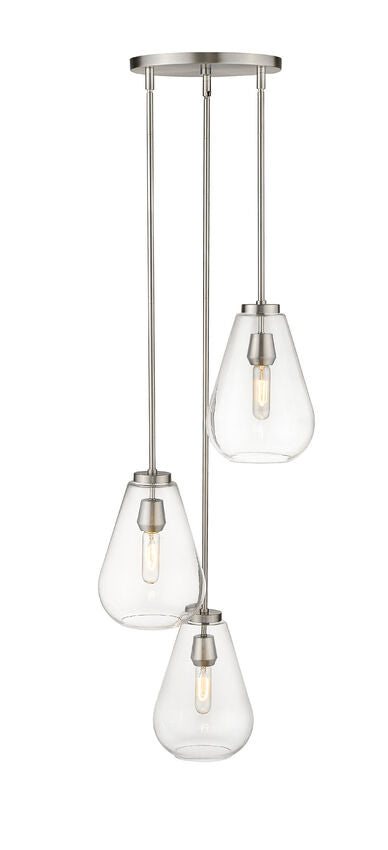 Z-Lite Ayra 18" 3-Light Brushed Nickel Pendant Light With Clear Glass Shade