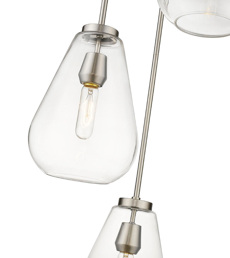 Z-Lite Ayra 18" 3-Light Brushed Nickel Pendant Light With Clear Glass Shade