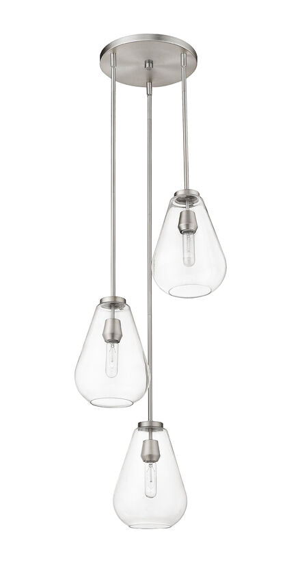 Z-Lite Ayra 18" 3-Light Brushed Nickel Pendant Light With Clear Glass Shade