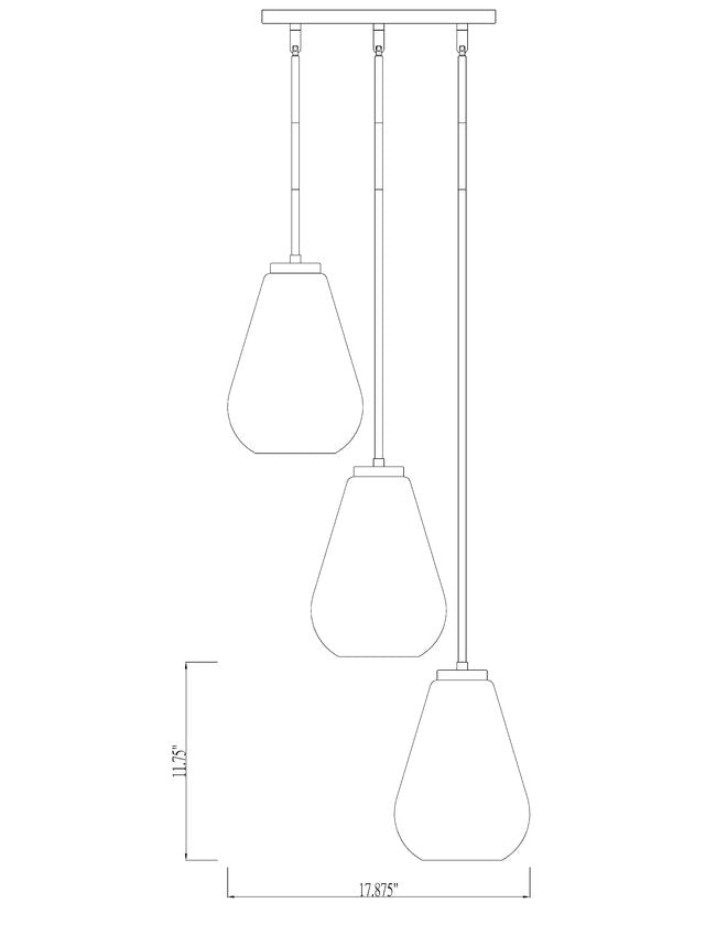 Z-Lite Ayra 18" 3-Light Brushed Nickel Pendant Light With Clear Glass Shade