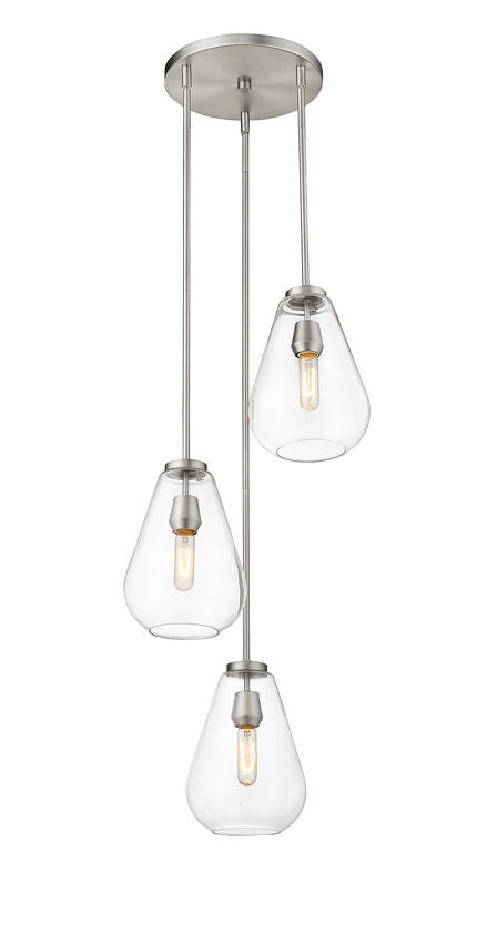 Z-Lite Ayra 18" 3-Light Brushed Nickel Pendant Light With Clear Glass Shade