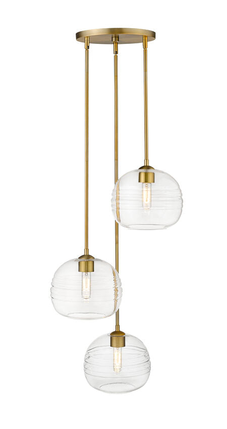 Z-Lite Ayra 18" 3-Light Olde Brass Pendant Light With Clear Glass Shade
