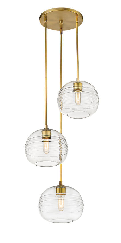 Z-Lite Ayra 18" 3-Light Olde Brass Pendant Light With Clear Glass Shade