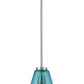Z-Lite Ayra 8" 1-Light Brushed Nickel Pendant Light With Blue Glass Shade