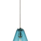 Z-Lite Ayra 8" 1-Light Brushed Nickel Pendant Light With Blue Glass Shade