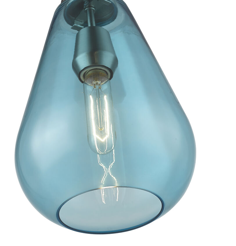 Z-Lite Ayra 8" 1-Light Brushed Nickel Pendant Light With Blue Glass Shade