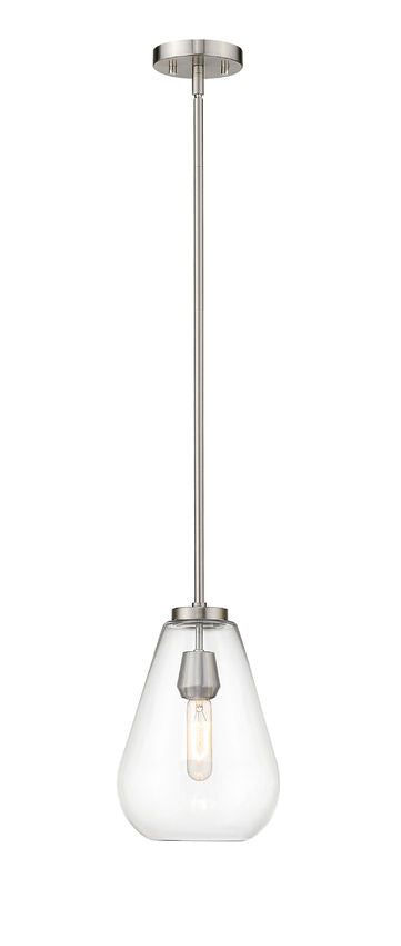 Z-Lite Ayra 8" 1-Light Brushed Nickel Pendant Light With Clear Glass Shade