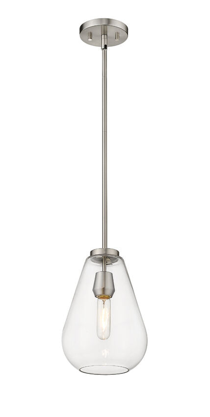 Z-Lite Ayra 8" 1-Light Brushed Nickel Pendant Light With Clear Glass Shade