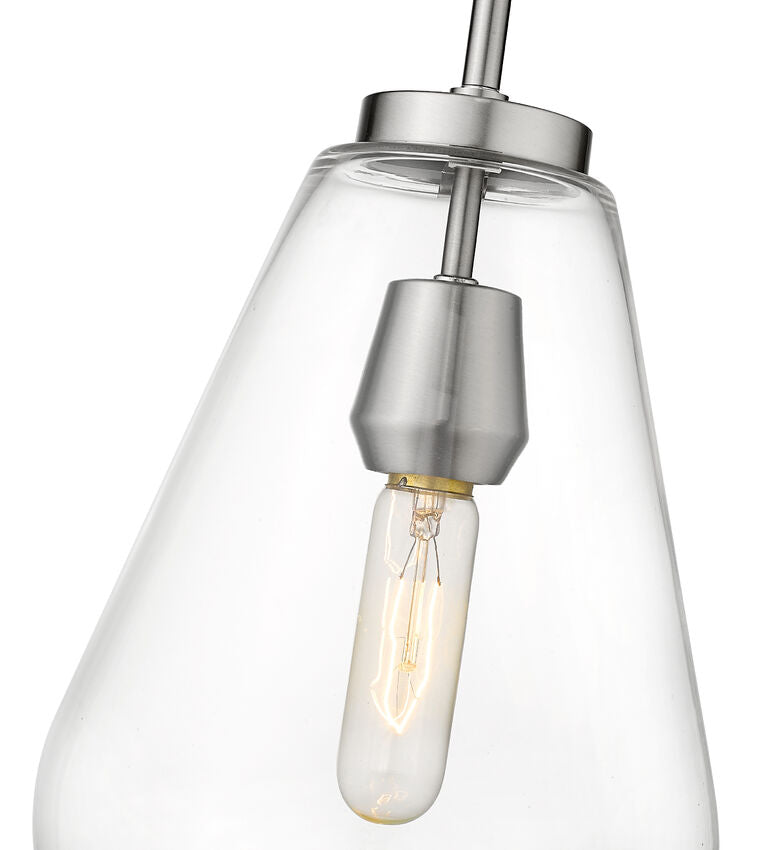 Z-Lite Ayra 8" 1-Light Brushed Nickel Pendant Light With Clear Glass Shade