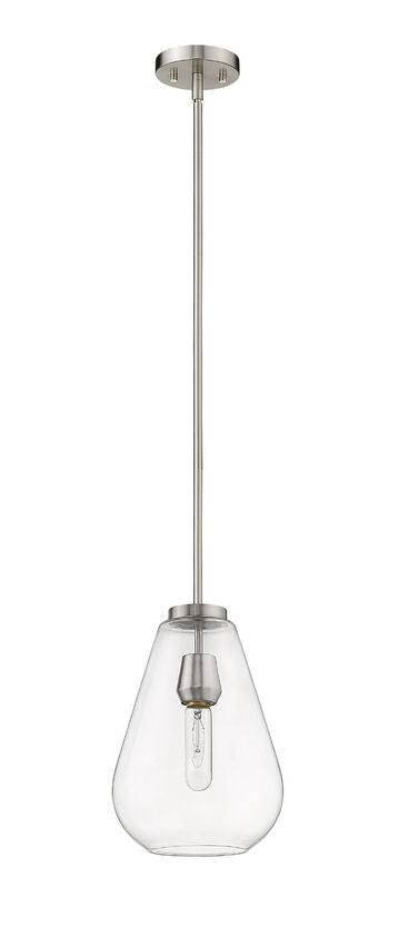 Z-Lite Ayra 8" 1-Light Brushed Nickel Pendant Light With Clear Glass Shade