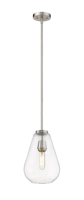 Z-Lite Ayra 8" 1-Light Brushed Nickel Pendant Light With Clear Glass Shade