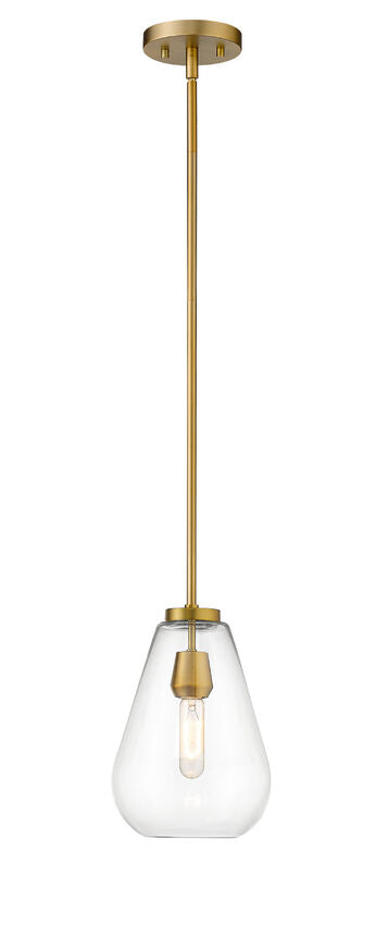 Z-Lite Ayra 8" 1-Light Olde Brass Pendant Light With Clear Glass Shade