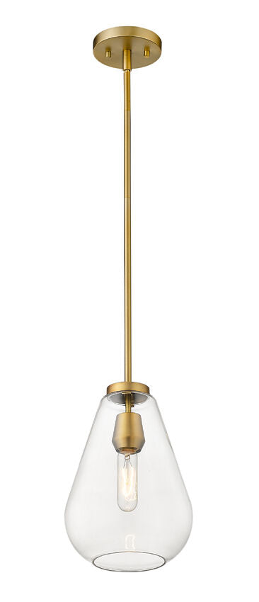 Z-Lite Ayra 8" 1-Light Olde Brass Pendant Light With Clear Glass Shade