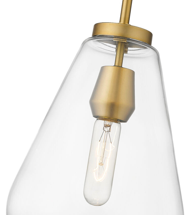 Z-Lite Ayra 8" 1-Light Olde Brass Pendant Light With Clear Glass Shade