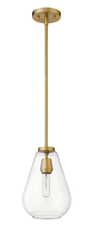 Z-Lite Ayra 8" 1-Light Olde Brass Pendant Light With Clear Glass Shade