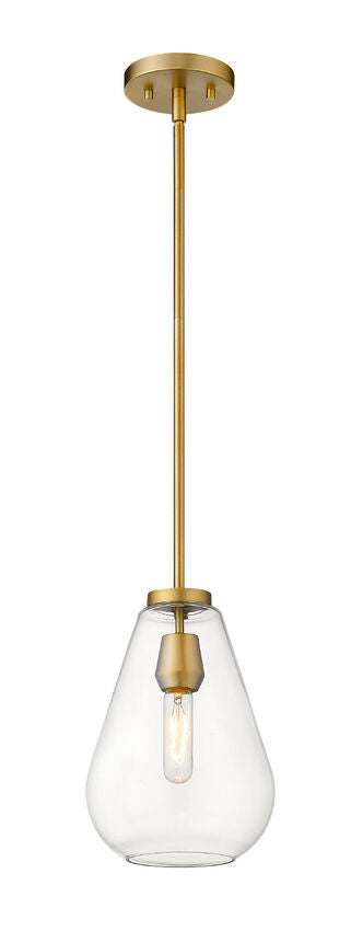 Z-Lite Ayra 8" 1-Light Olde Brass Pendant Light With Clear Glass Shade