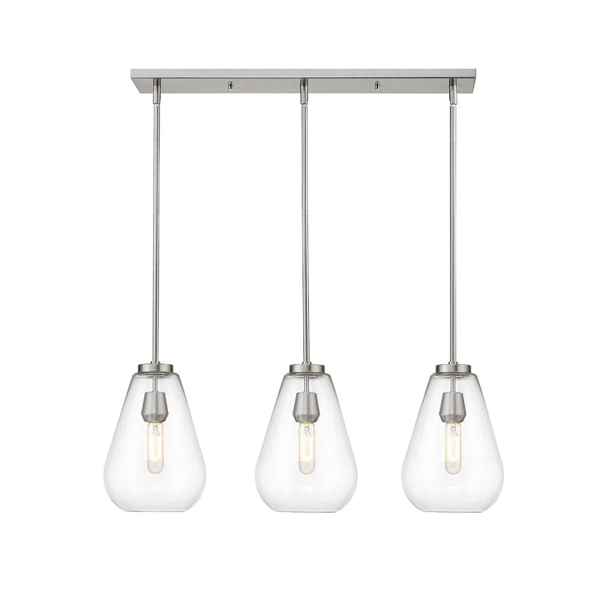 Z-Lite Ayra 8" 3-Light Brushed Nickel Island Light With Clear Glass Shade
